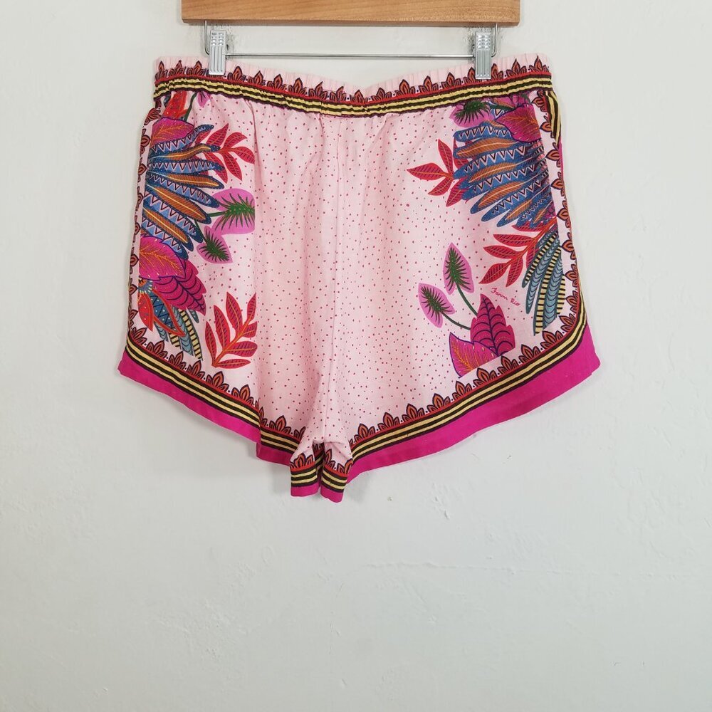 FARM Rio Macaw Shorts Tropical Floral Scarf Print Linen Blend Pull-On Sorts XL - Picture 10 of 15